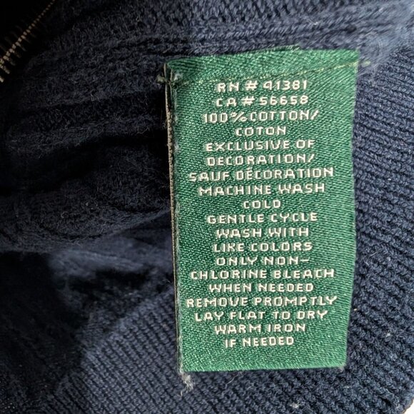 Lauren Ralph Lauren Ribbed Sweater Womens Size Medium Blue Embroidered  Full Zip - Picture 4 of 8